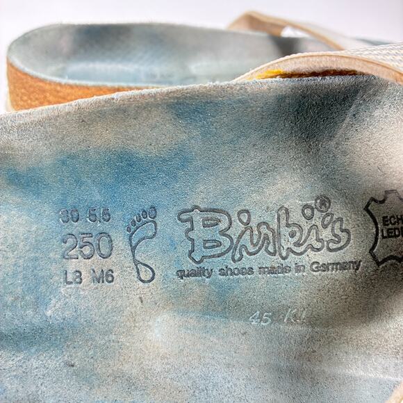 Birki's by Birkenstock Blue White Striped Thong Flip Flop Sandals Women's Size 8 - Picture 9 of 10